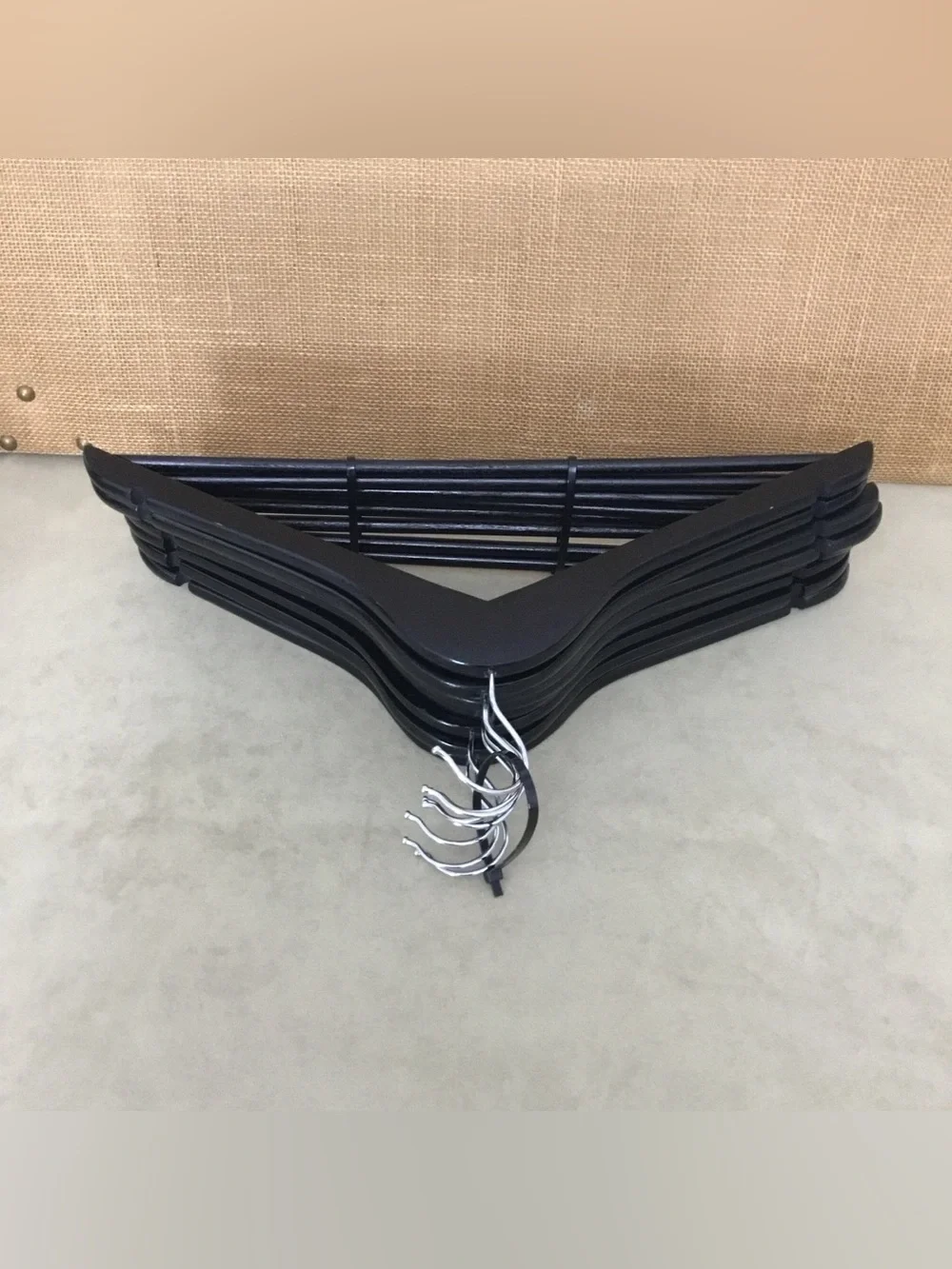 Ikea Boomerang Wood Black Clothes Hangers Set of 8 - B270